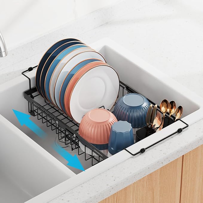 iSPECLE Stainless Steel Roll-Up Dish Drying Rack for small-kitchen over-sink dish rack guide