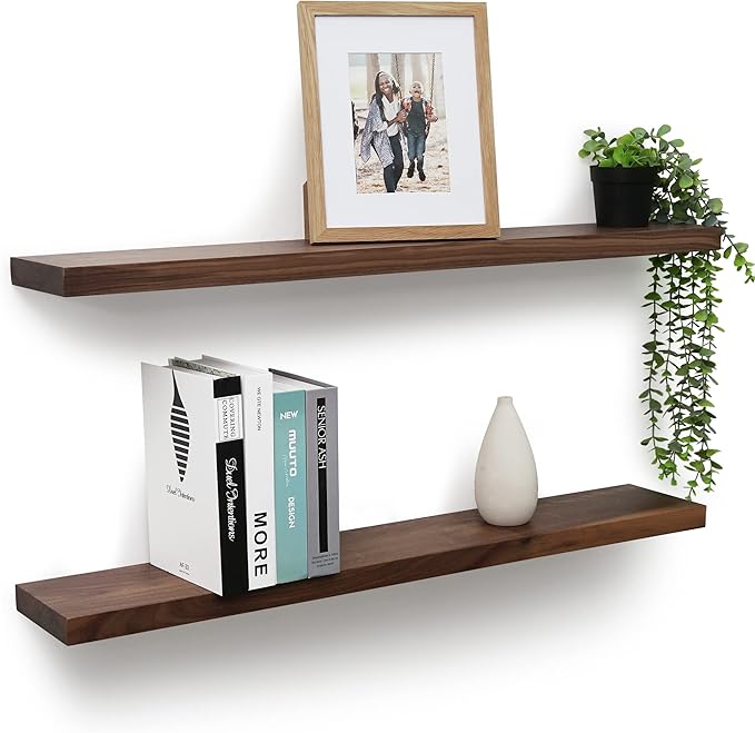 Axeman 36 Inch Solid Walnut Floating Shelves (Set of 2)