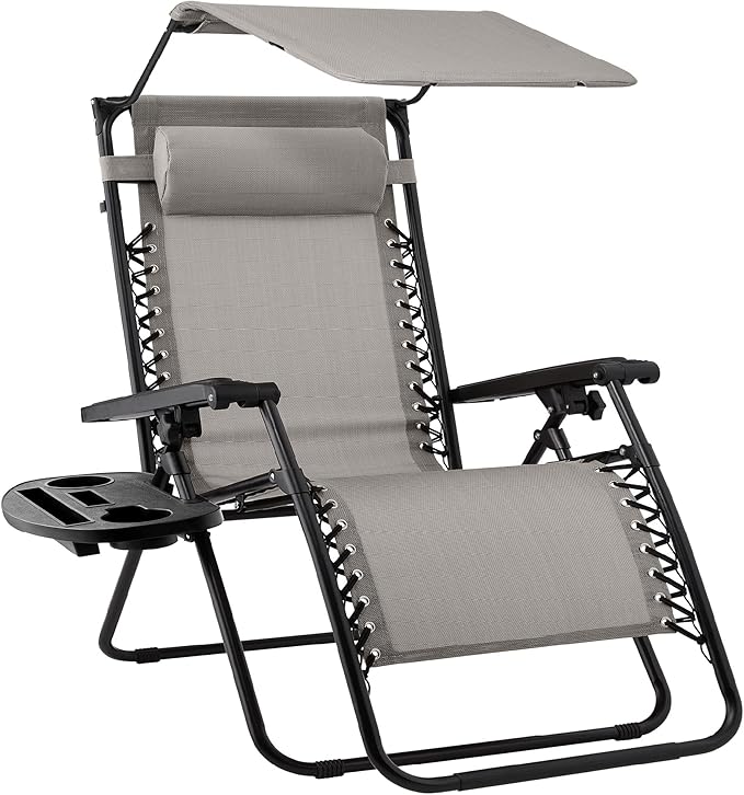 Best Choice Products Folding Zero Gravity Outdoor Recliner with Canopy Shade