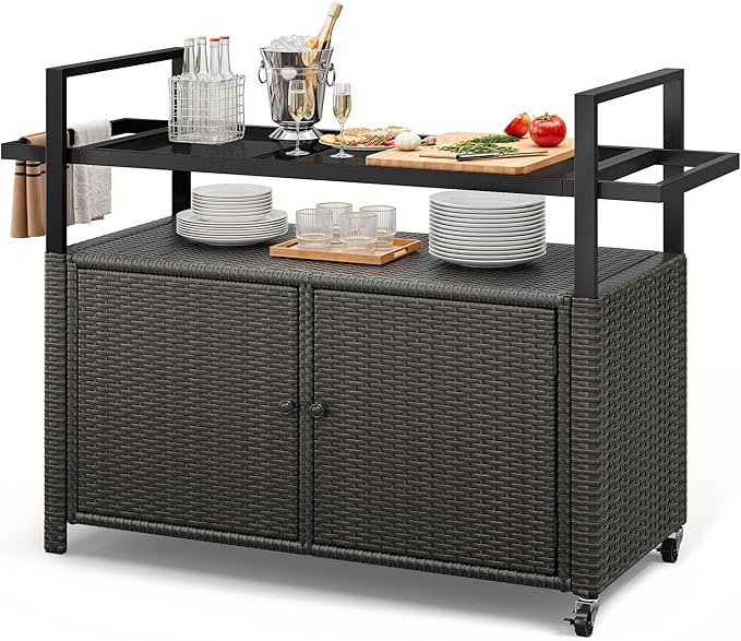 YITAHOME 3-Tier Rolling Bar Cart for outdoor patio bar cart guide