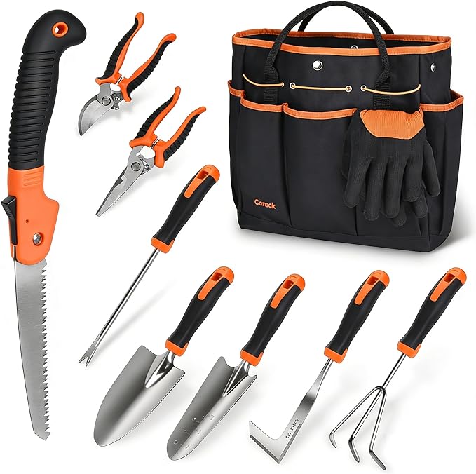 Carsolt 10-Piece Stainless Steel Heavy Duty Gardening Tool Set