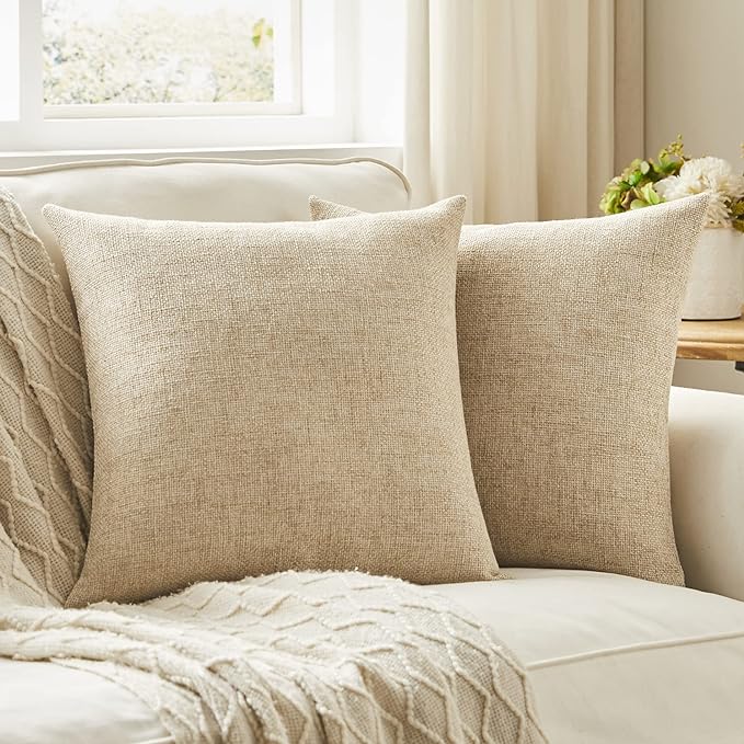 Anickal Set of 2 Linen Pillow Covers 20x20 Inch for IKEA EKTORP