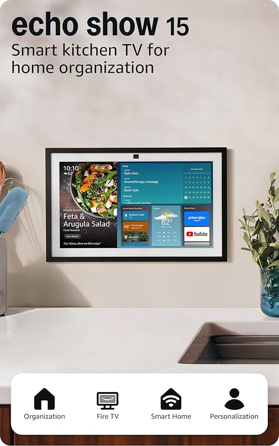 Amazon Echo Show 15 (Full HD Wall-Mount) on a kitchen counter