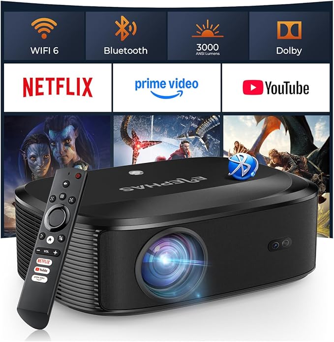 ELEPHAS 4K Outdoor Movie Projector, 3000 ANSI Lumens, WiFi and Bluetooth - recommended for outdoor movie projector guide