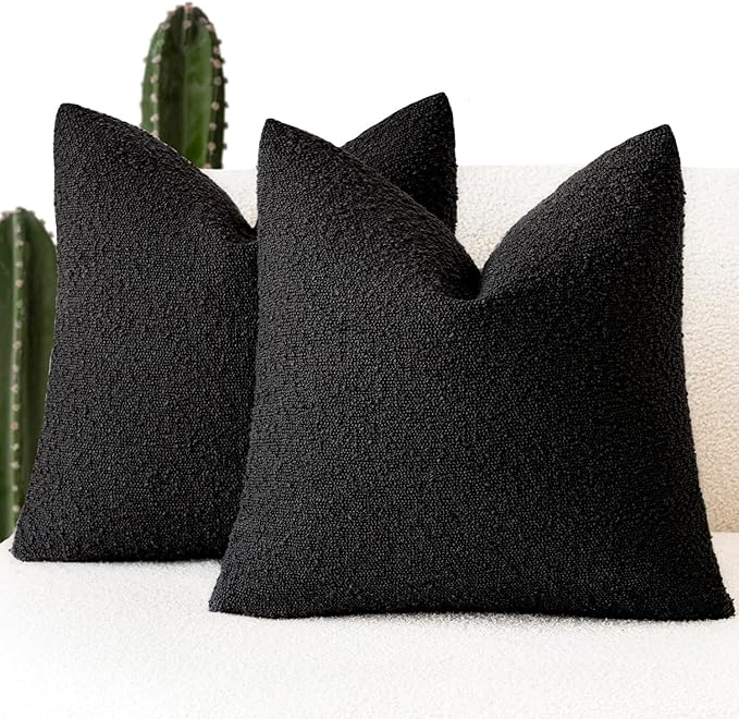 Foindtower Boucle Throw Pillow Covers (22x22, Set of 2)