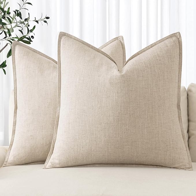MIULEE Decorative Linen Pillow Covers 20x20 Inch (Pack of 2) for IKEA EKTORP