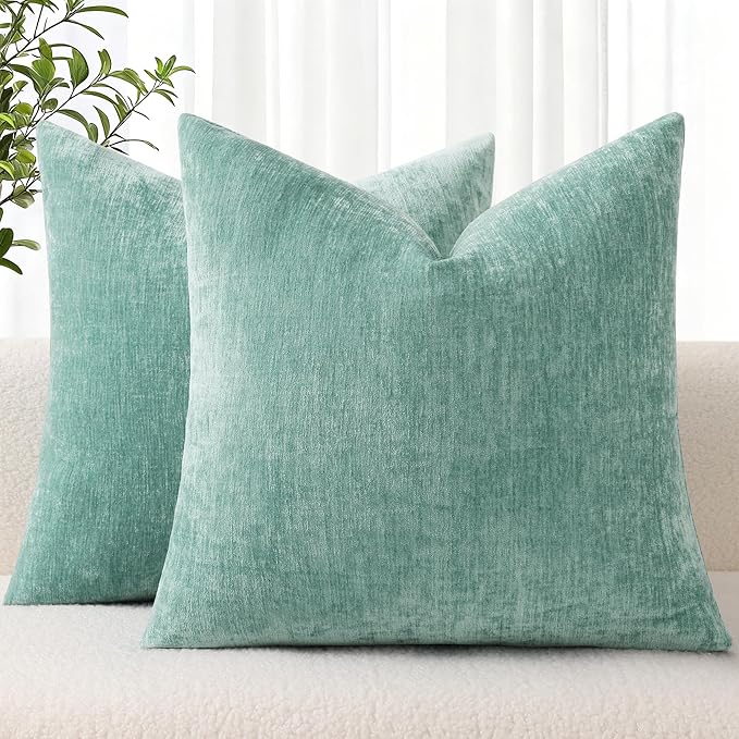 decorUhome Chenille Throw Pillow Covers 18x18 (Set of 2)