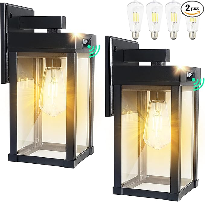 CYHKEE 2 Pack Solar Wall Lights with 3 Lighting Modes & Motion Sensor