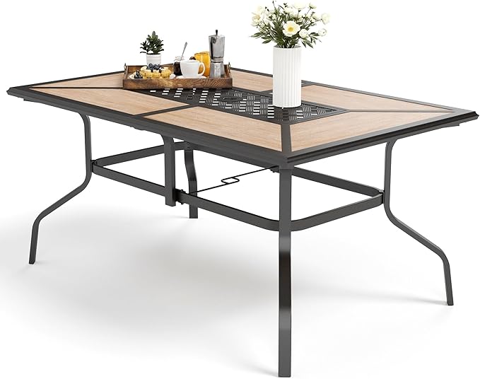 MFSTUDIO 6-Person Rectangular Outdoor Patio Dining Table