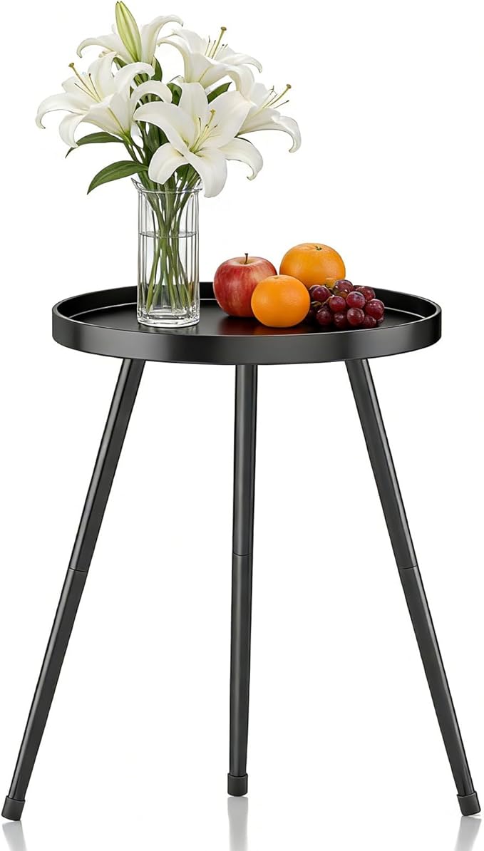 Small Round Side Table Metal End Table Outdoor, Mid-Century Modern product image