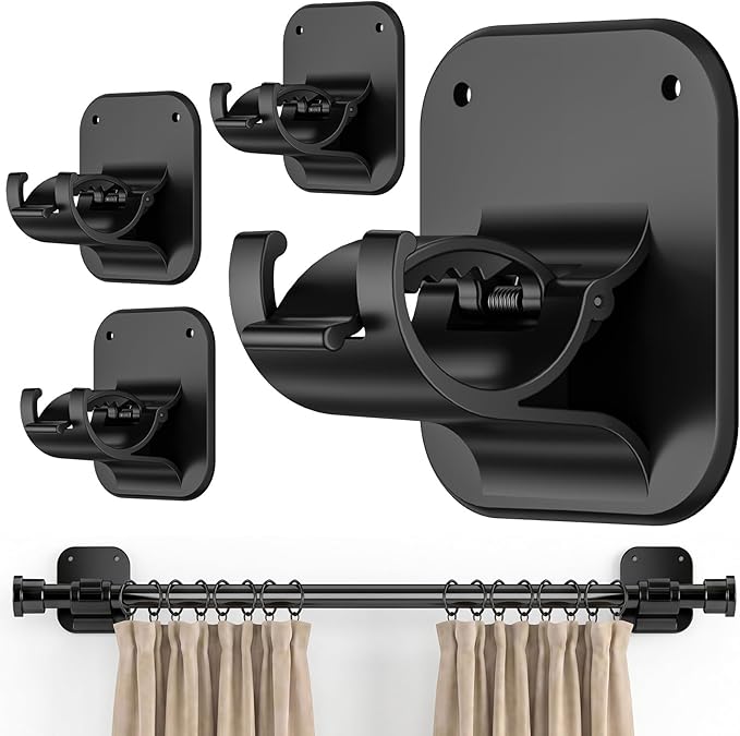 JHCJHC No-Drill Curtain Rod Brackets (20 lb, 4-pack) for renters