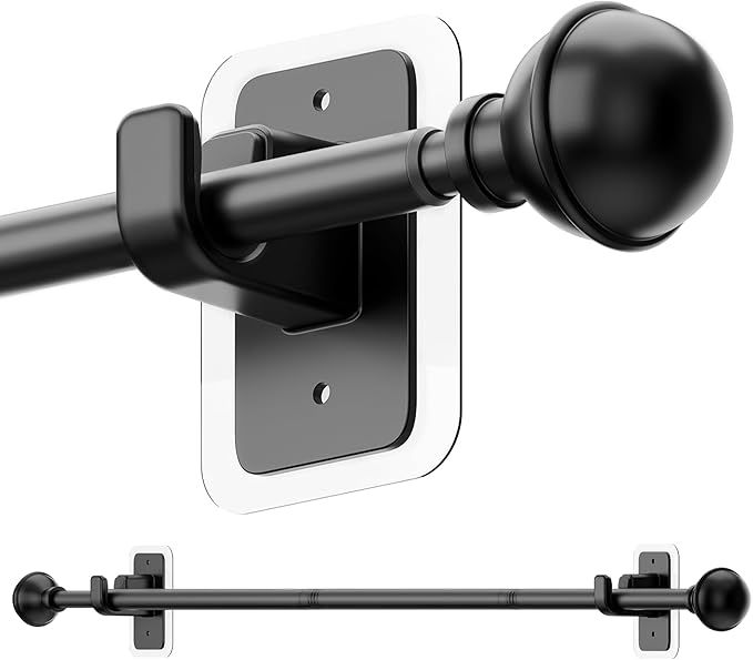 ENJOYBASICS No-Drill Curtain Rod with Adhesive Brackets for renters