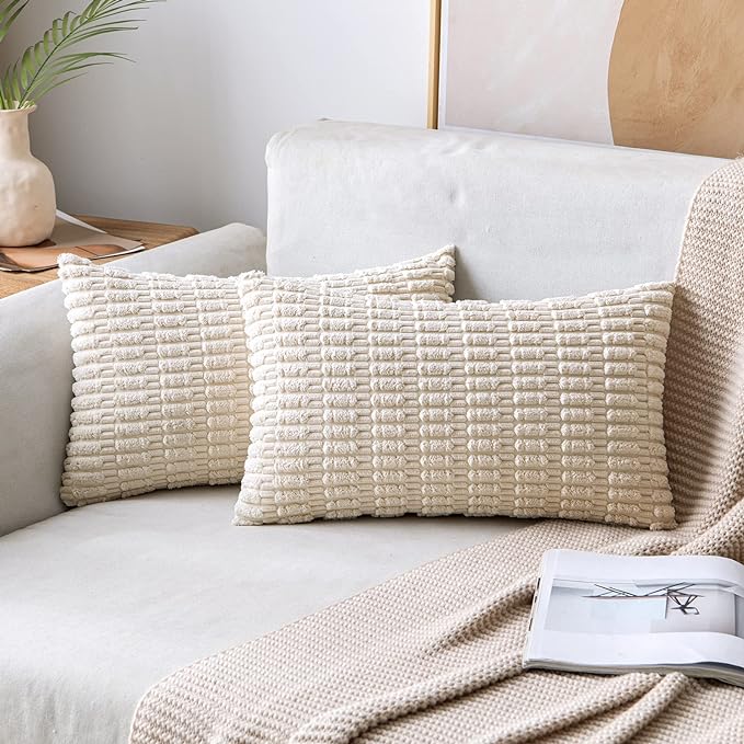 MIULEE Corduroy Decorative Lumbar Throw Pillow Covers 22x14 (Pack of 2) for IKEA EKTORP