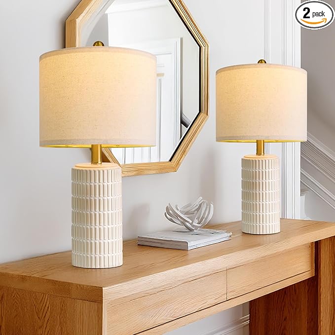 PoKat 20.75" Small Modern Ceramic Table Lamps Set of 2