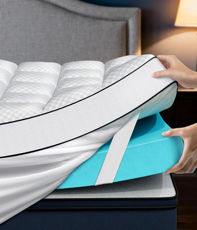 Dual Layer 4 Inch Memory Foam Mattress Topper Queen (2" Cooling Gel + 2" Pillow Top) on Amazon