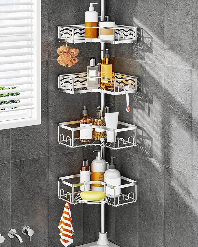 ALLZONE 3-Tier Over the Shower Head Caddy, Rust-Resistant Organizer for rust-proof stainless shower caddy guide