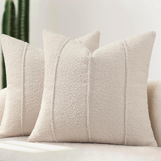 YCOLL Textured Boucle Throw Pillow Covers 22x22 Pack of 2 for IKEA KIVIK sofa