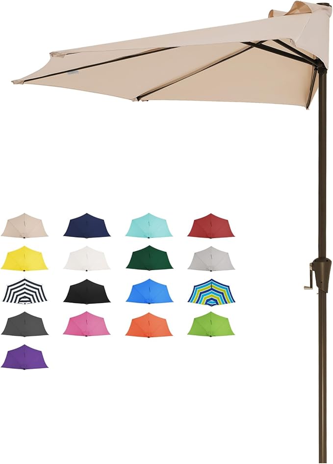 JEAREY 9 ft Half Umbrella with Crank