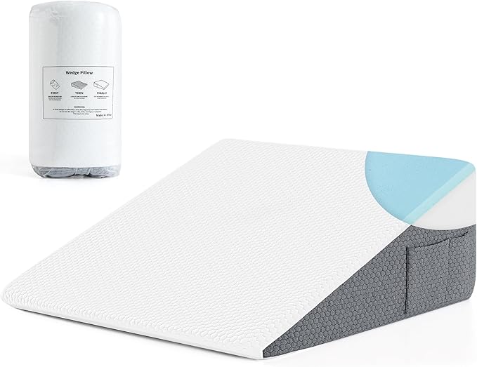 7.5 Inch Wedge Pillow for Sleeping - Bed Wedge for Headboard Triangle Pillow, Memory Foam Wedges for Acid Reflux, GERD,