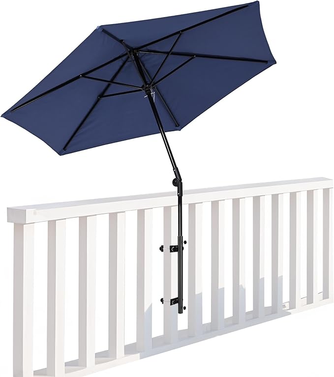 Yescom 7.5 ft Outdoor Patio Umbrella with Railing Clamp Mount