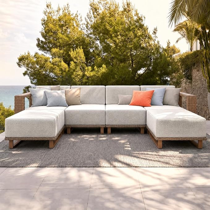 MIXPATIO 9-Piece Outdoor Wicker Sectional Conversation Set on Amazon