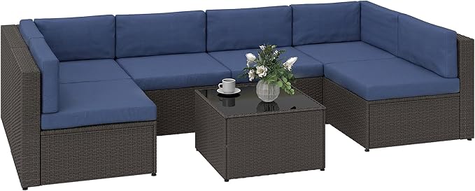 Outsunny Outdoor Patio Wicker Sectional Conversation Set on Amazon