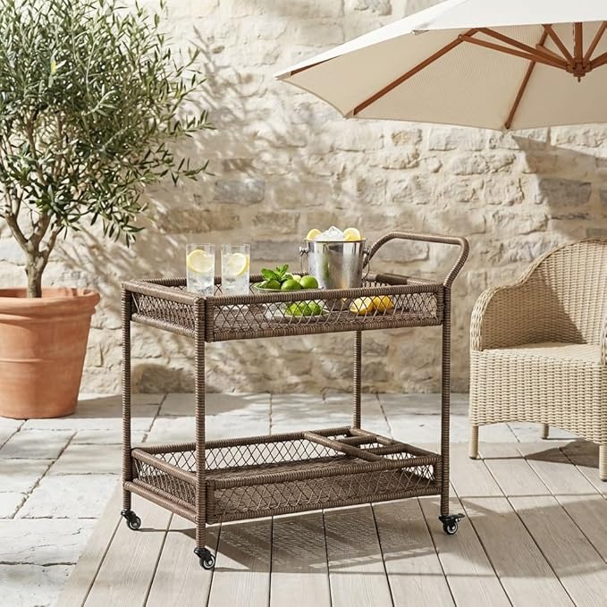 Christopher Knight Home Sador Outdoor PE Wicker Bar Cart for outdoor patio bar cart guide