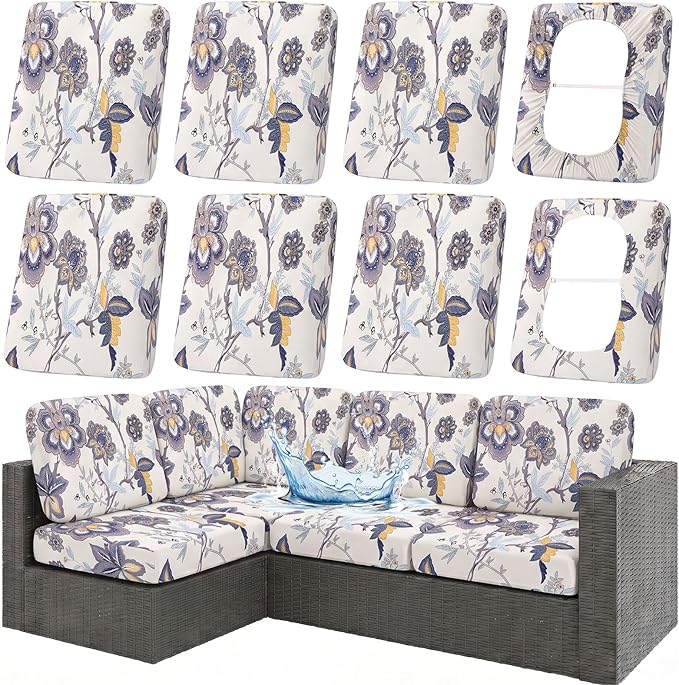 hyha Waterproof Outdoor Cushion Covers, UV-Resistant Stretch Slipcovers