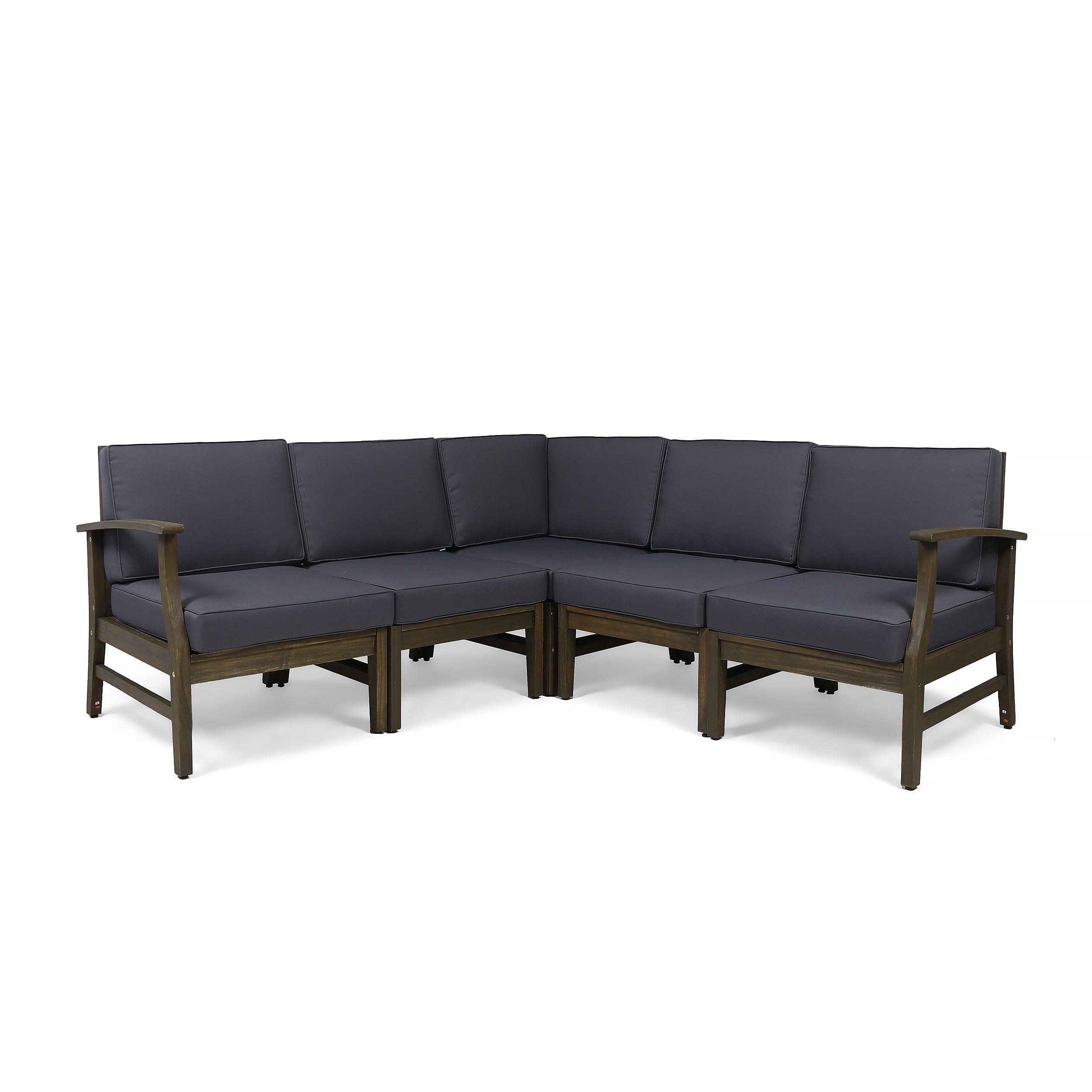 GDF Studio Capri 5-Piece Outdoor Acacia Wood Sectional Set