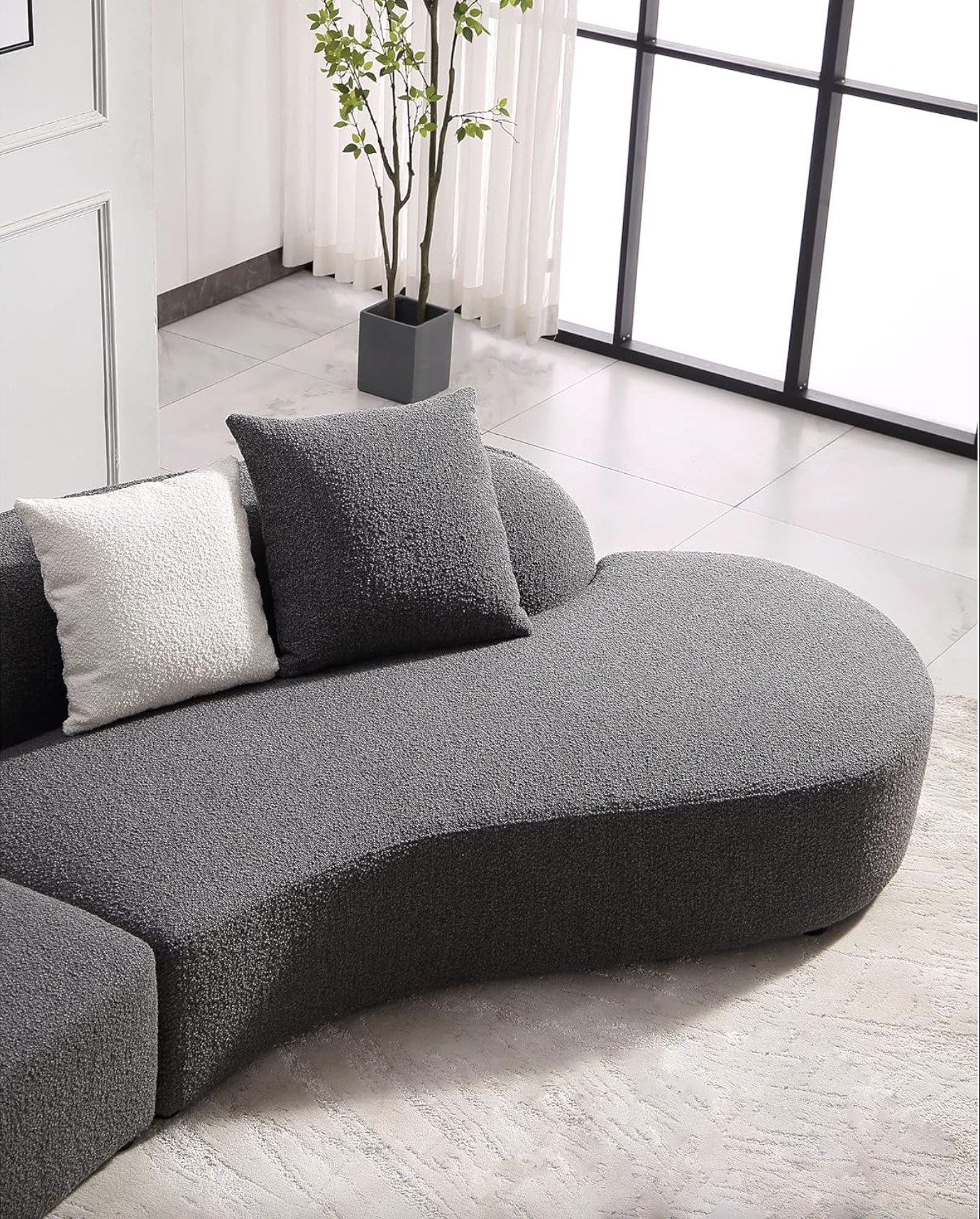 Acanva Luxury Curved Sectional Sofa with Chaise