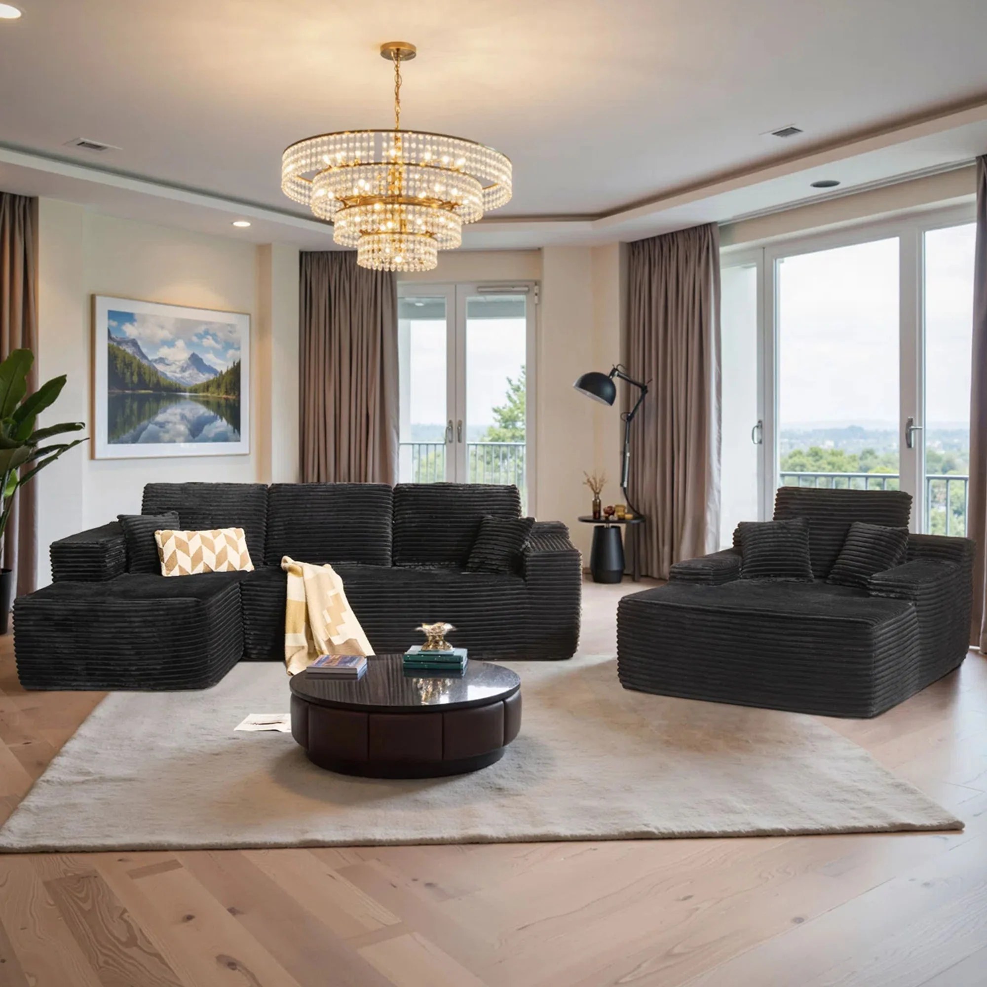 ovios 104-Inch Cloud Sectional Sofa with Chaise