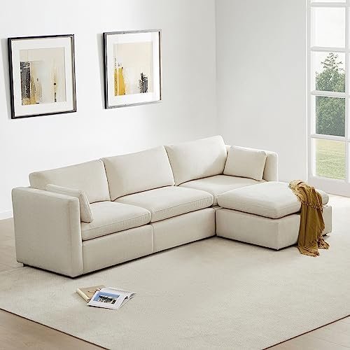 CHITA Oversized Modular 3-Seat Sofa, FSC-Certified, Linen