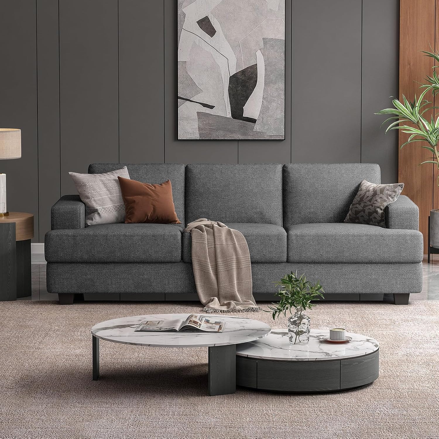 COPIAE 89" Oversize 3-Seater Sofa, Grey