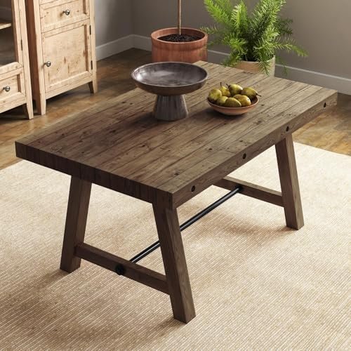 DM Furniture 59" Reclaimed Solid Pine Trestle Dining Table