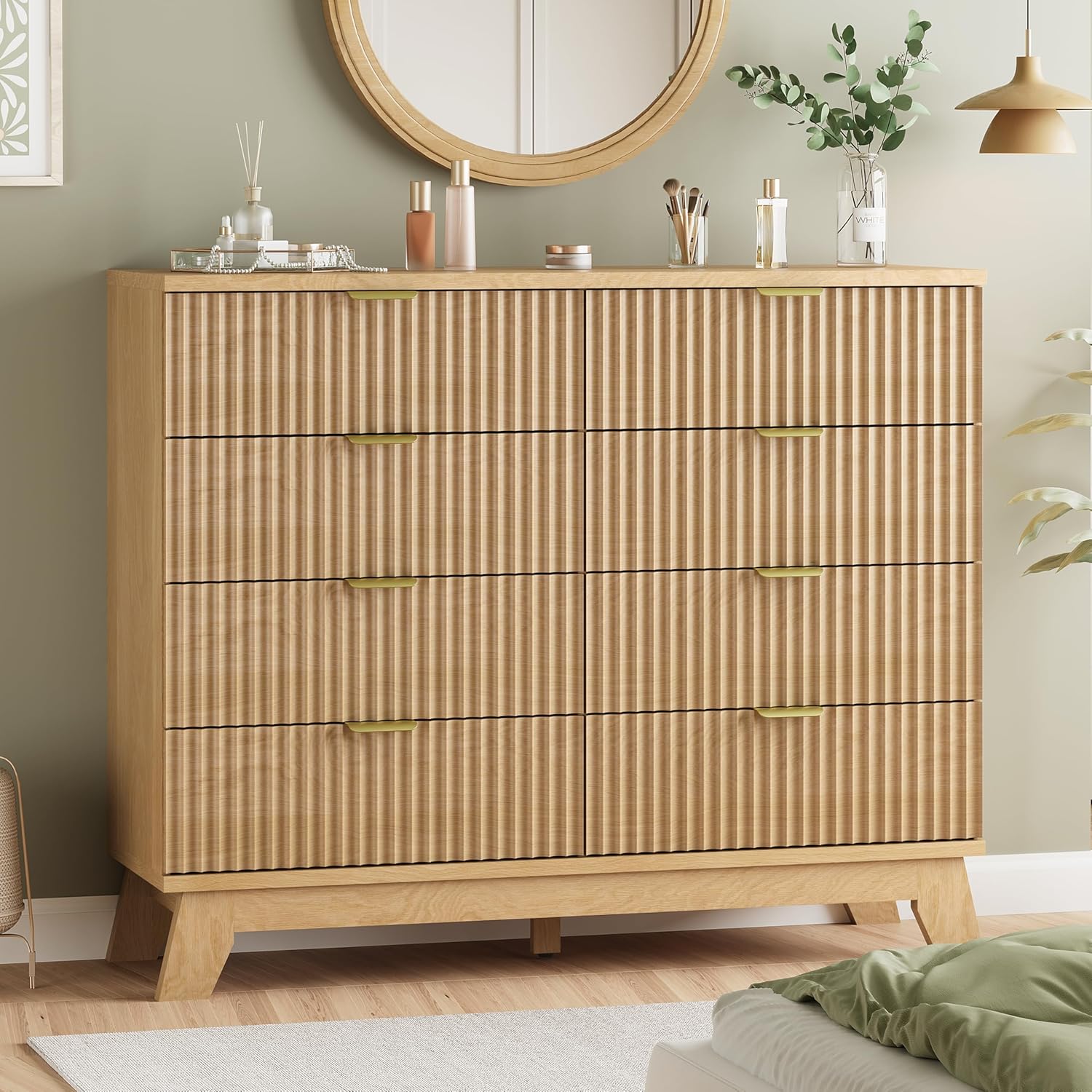 Modern Fluted 8-Drawer Dresser, 48"W White