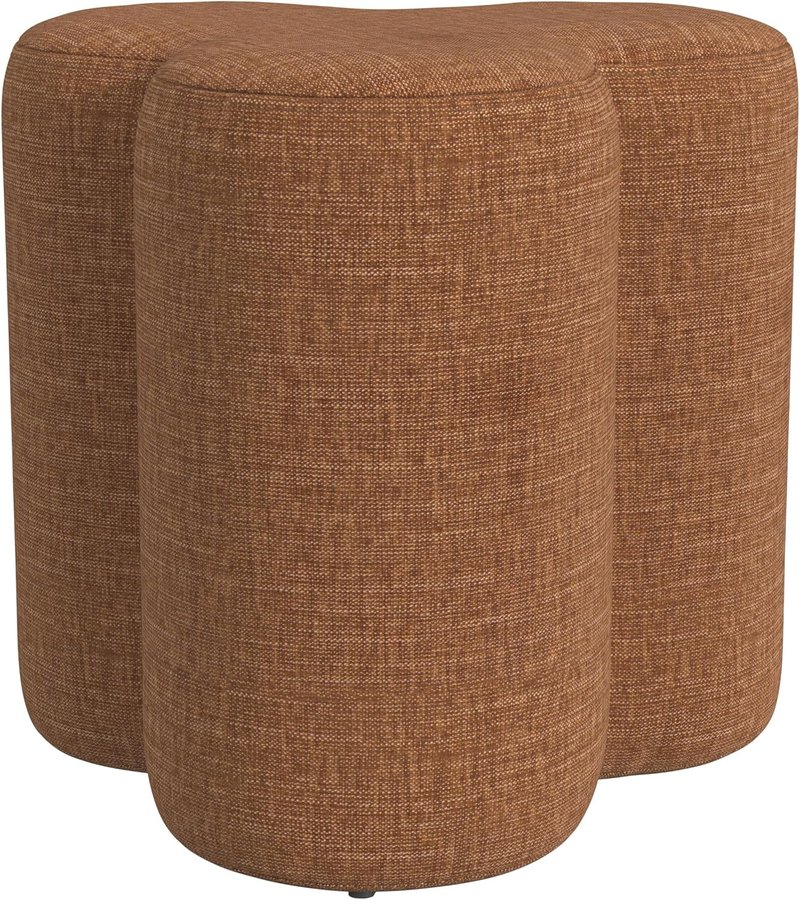 HomePop Upholstered Clover-Shaped Ottoman, Rust Orange Chenille