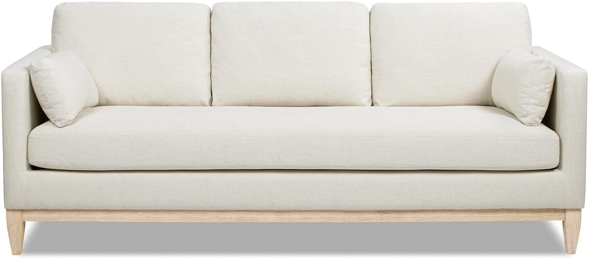 Jennifer Taylor Home Knox 84" Modern Farmhouse Sofa, Flax White Linen