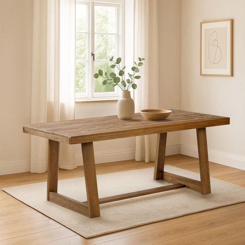 Plank+Beam 72" Farmhouse Solid Wood Dining Table, Pecan Wirebrush