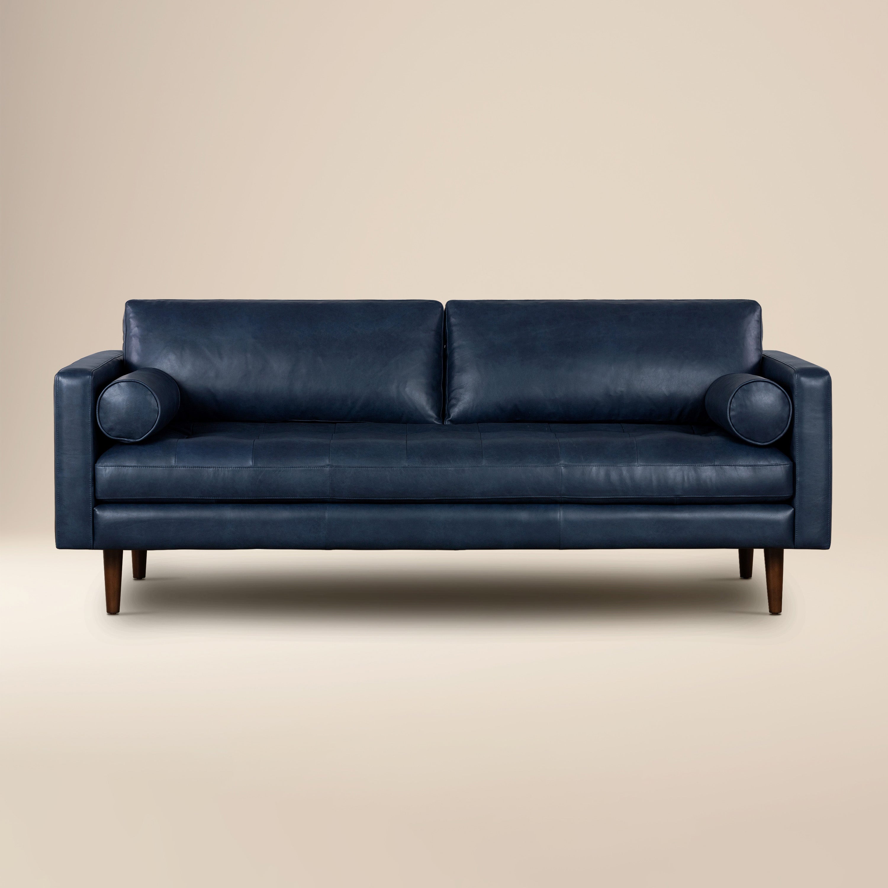 POLY & BARK Napa 88.5" Full-Grain Italian-Tanned Aniline Leather Sofa, Cognac Tan