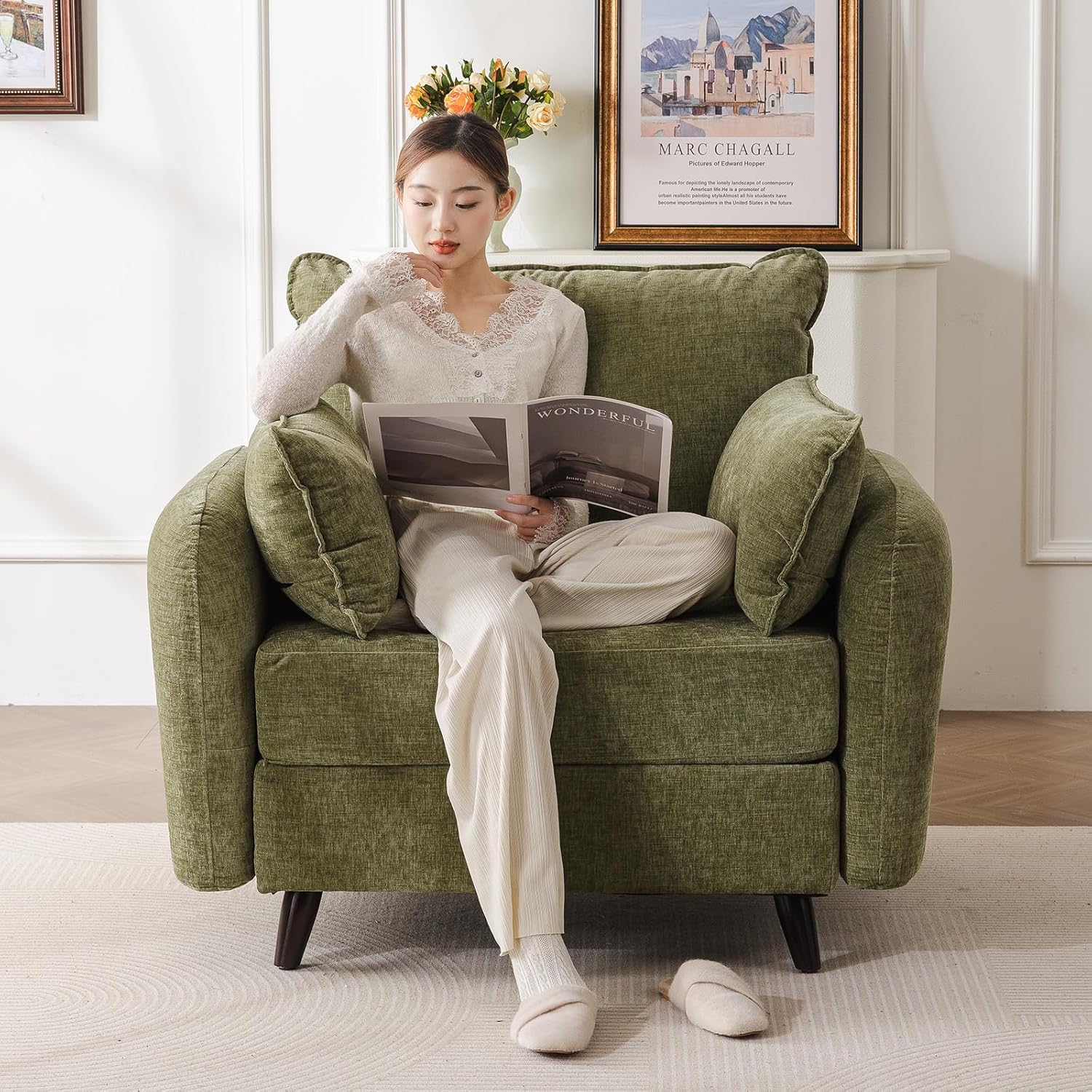 Rexulqo Oversized Accent Chair, 24.5" Deep Seat, with Storage