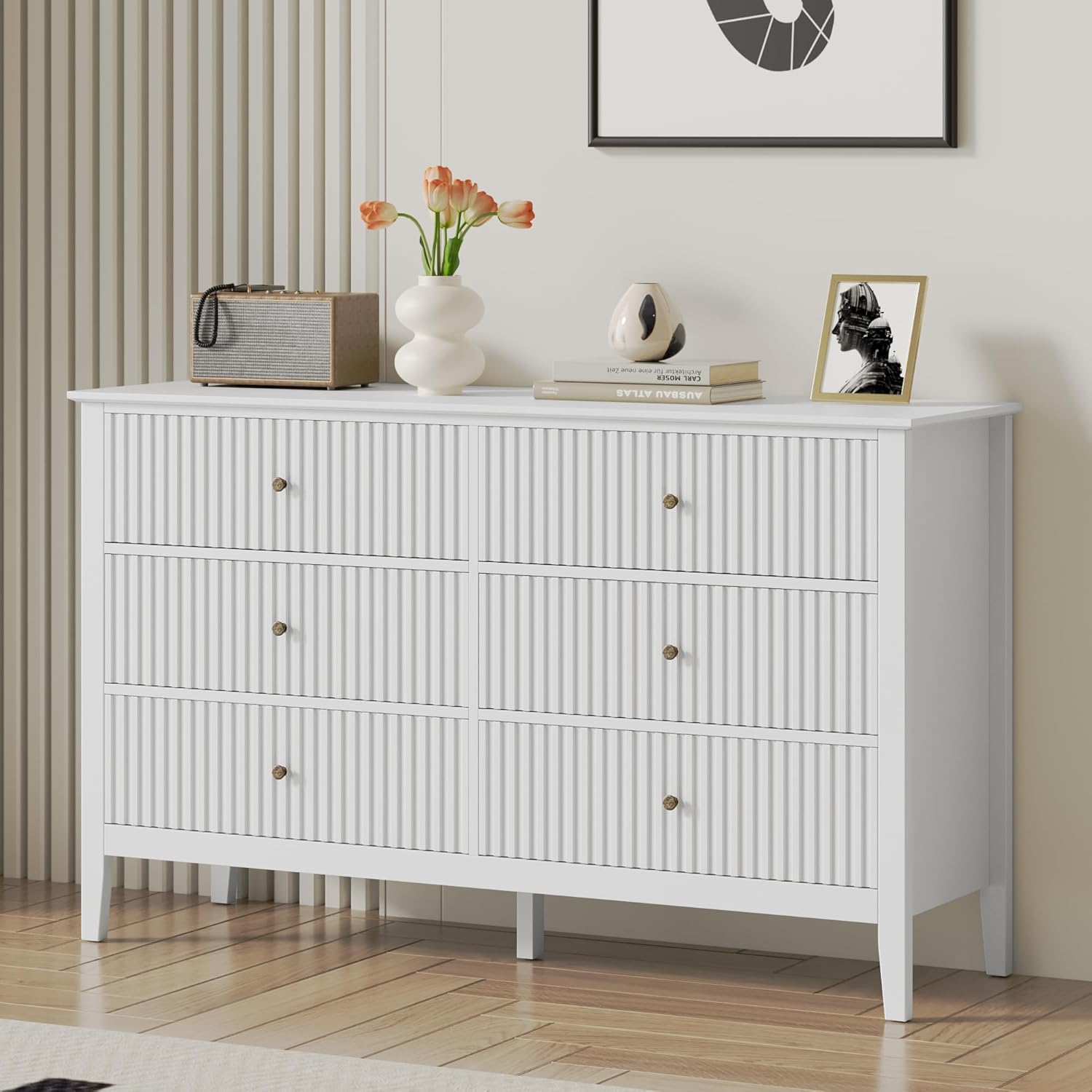 RoyalCraft White Fluted 6-Drawer Dresser