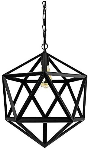 Sunlite Vintage Hexagon Industrial Pendant, Satin Black, 51" Cord, E26
