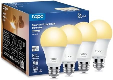 Tapo Smart LED Bulb E26, 800 Lm, Dimmable (4-pack)
