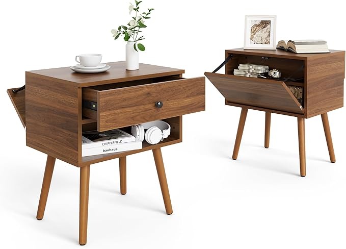 Mid-Century Nightstand Set of 2