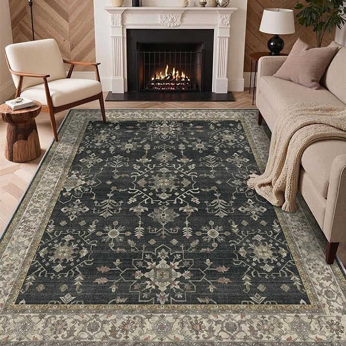 Retro Vintage Boho Washable Rug 8x10