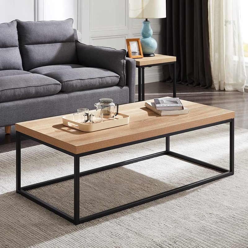 CENSI 47" Natural Oak Industrial Coffee Table