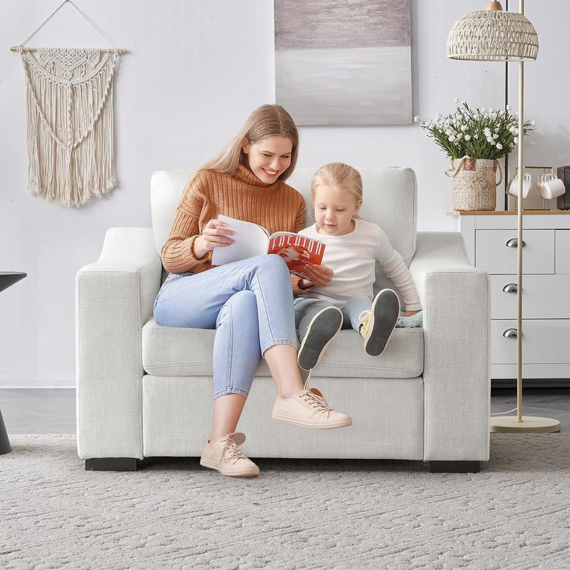 ELUCHANG 47" Oversized Linen Accent Chair