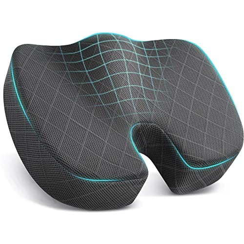 TushGuard Seat Cushion - Memory Foam Sitting Pillow for Office Chair, Car Seat, Airplane, Bleacher - Sciatica & Hip & Coccyx Pain Relief Desk Chair Cushion for Long Sitting Office Workers, Car Drivers