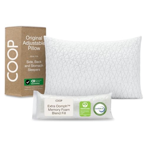 Coop Home Goods Original Adjustable Pillow, Queen Size Bed Pillow for Sleeping, Cross Cut Memory Foam Pillow - Medium Fi