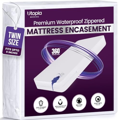 Utopia Bedding Zippered Mattress Protector, Twin, 6" Deep Pocket